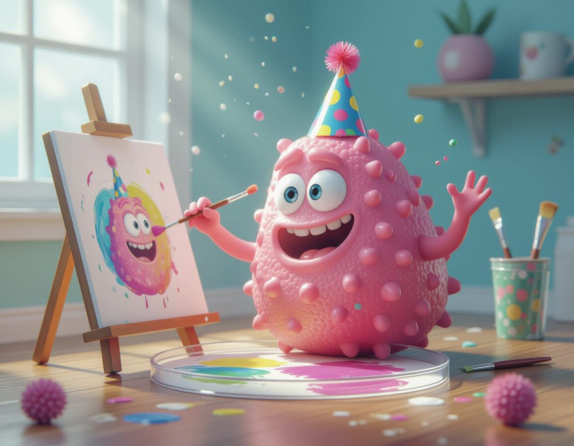 Goofy Amoeba Paints Self-Portrait in Digital Art