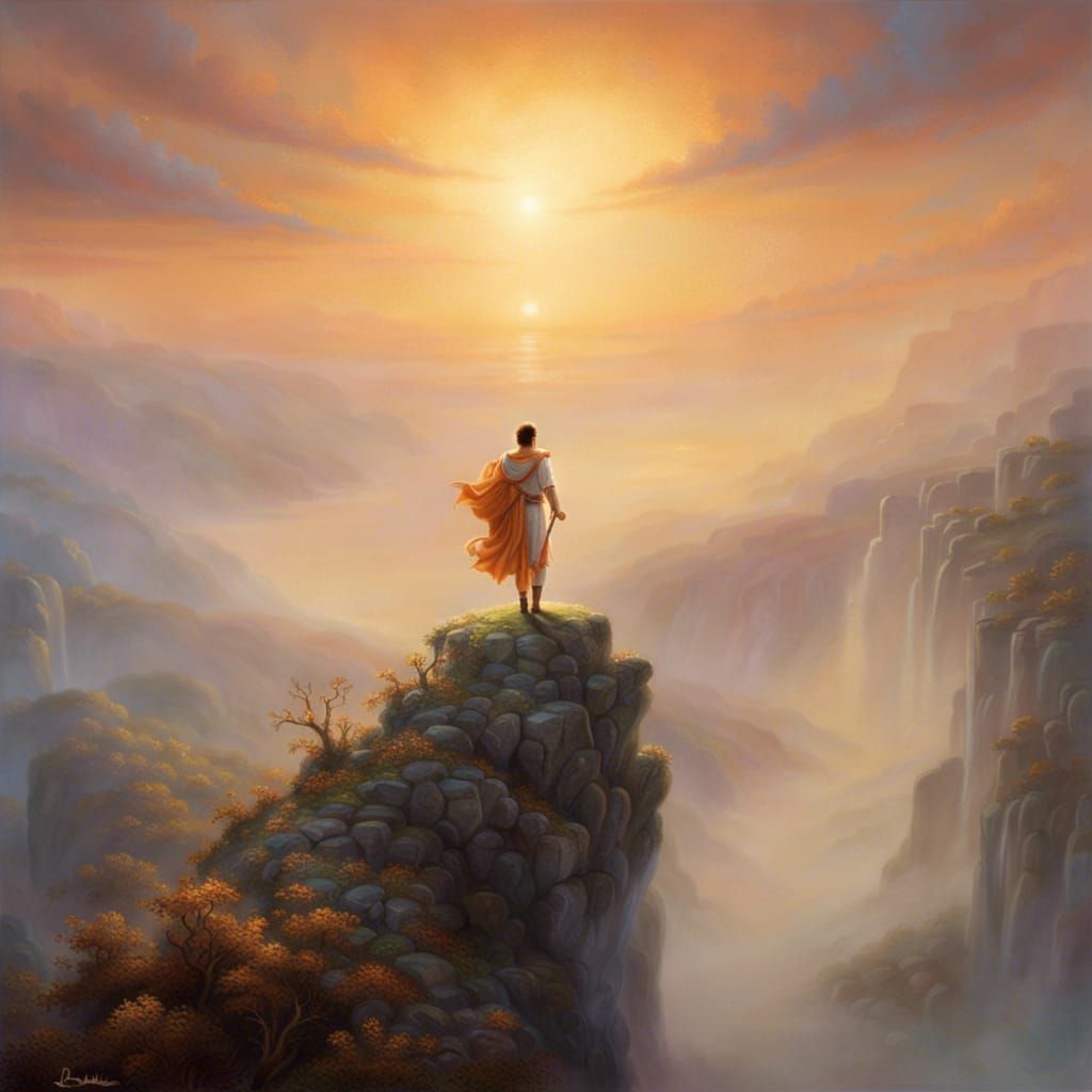 Hermes at Sunset: Ethereal Fantasy Art