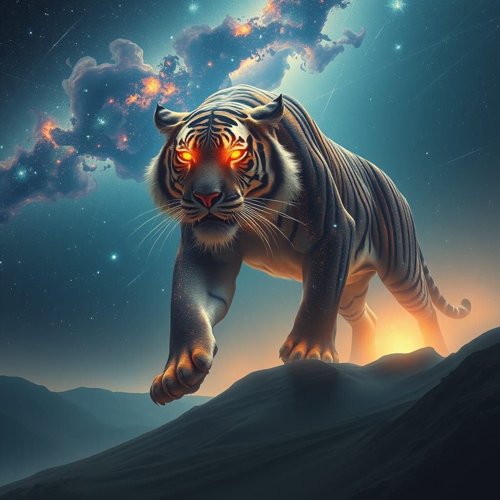 Stardust Tiger Prowls the Night Sky