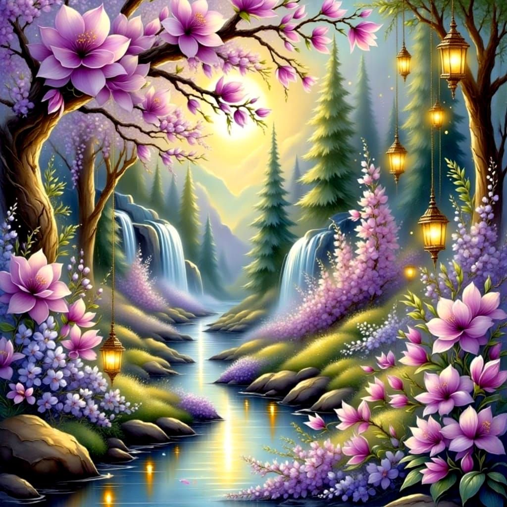 Harmonious Singing Flowers in Ethereal Garden