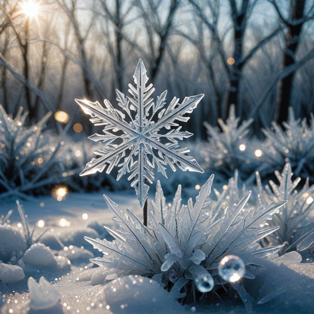 Ice Crystal Earring on Frosty Surface