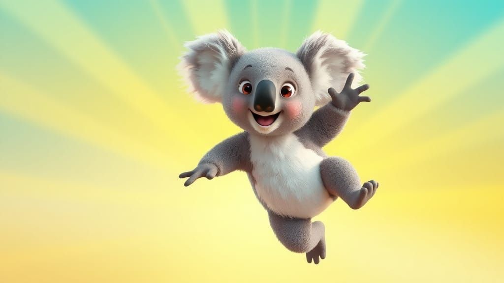 Whimsical Koala in Vibrant Cinematic Wonderland