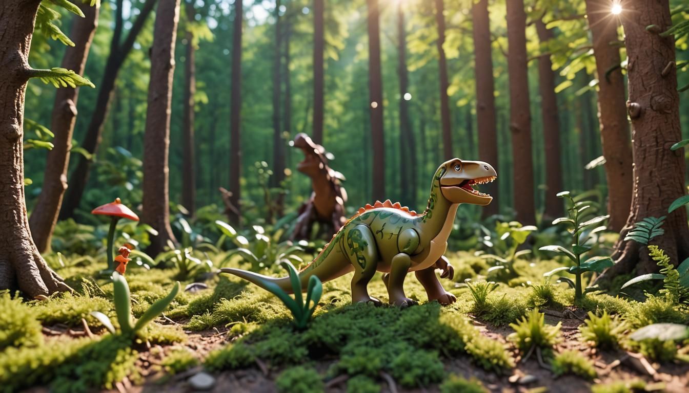 Playmobil Dinosaur in Playmobil Forest, Professional Photogr...