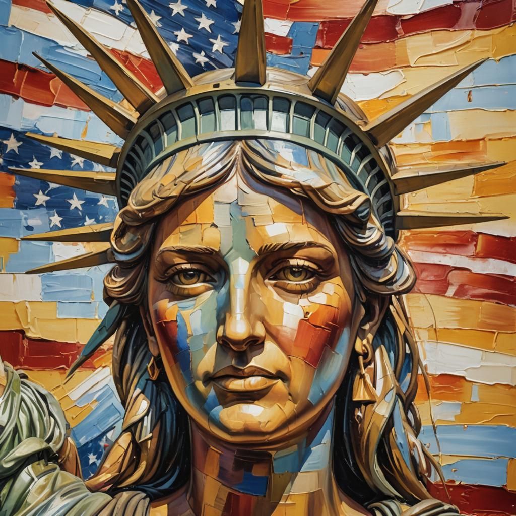 Statue of Liberty Portrait in Realistic Oil Painting