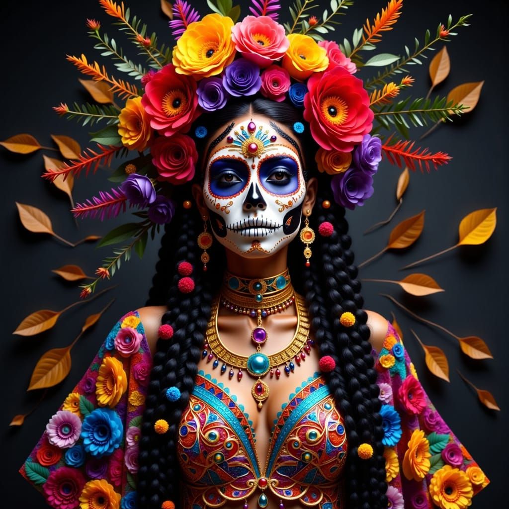 Vibrant African Beauty Celebrates Day of the Dead