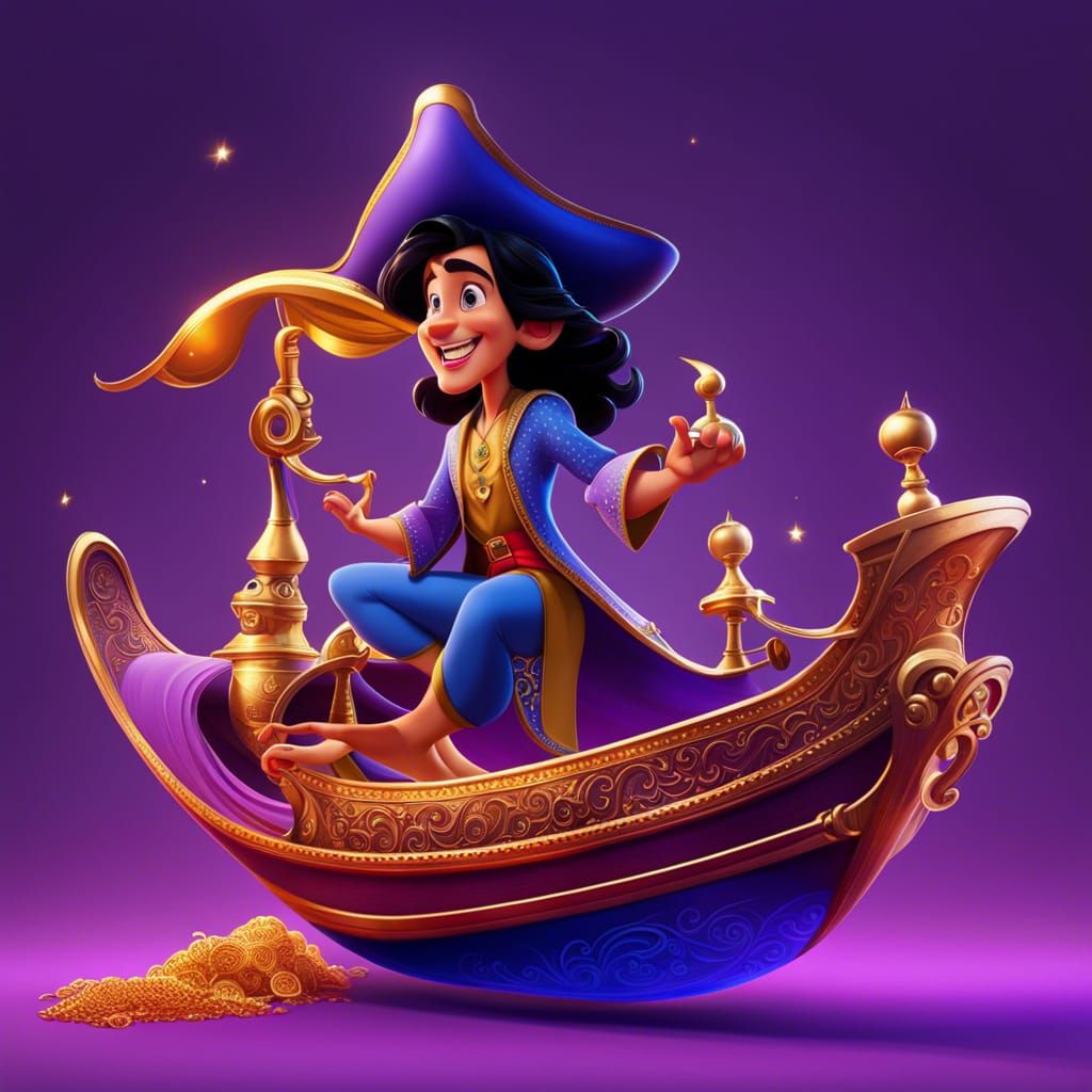 Aladdin as Pirate Captain on Magic Carpet Ship