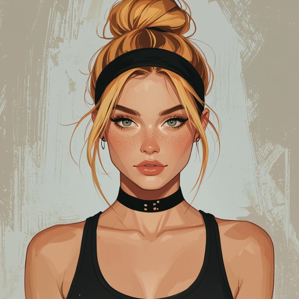 Strawberry Blonde Woman in Moody Cinematic Style