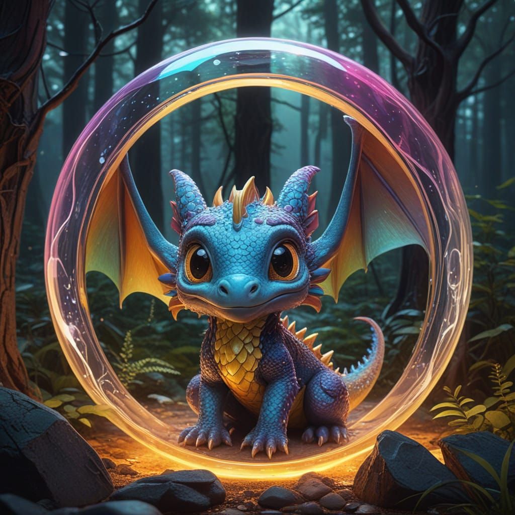 Whimsical Baby Dragon Radiates Warmth and Wonder