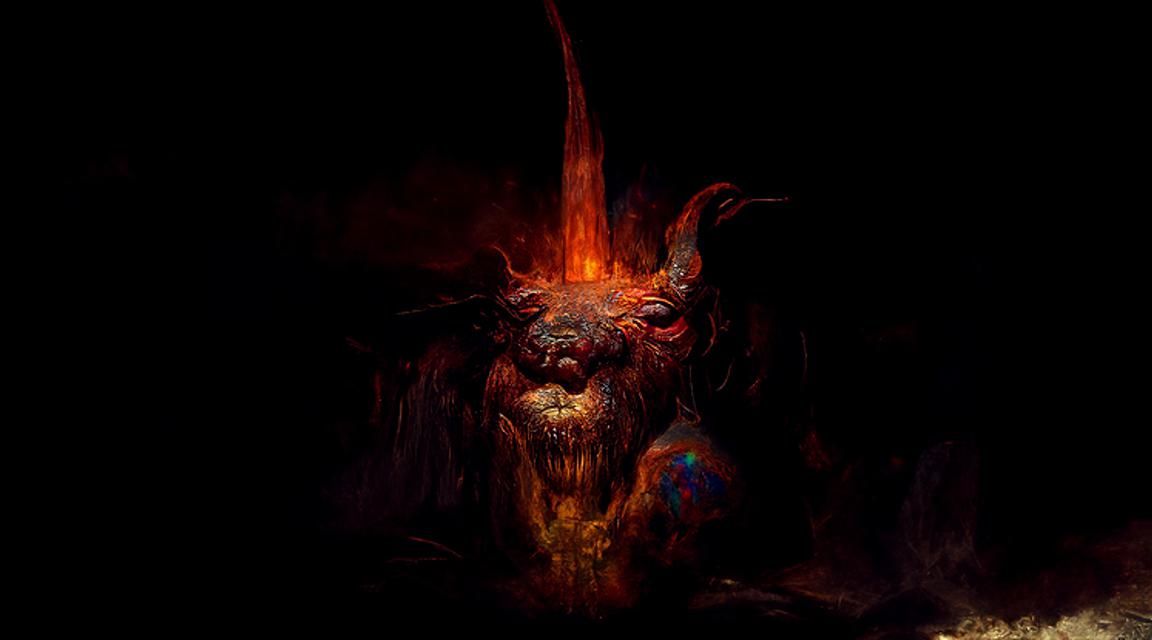 Grinning Demon in Darkness: A Digital Illustration