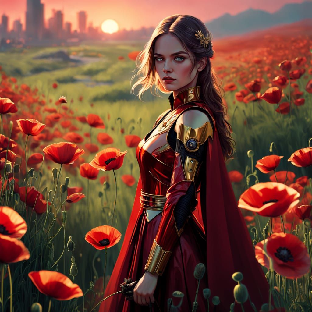 Princess With Dagger in Cyberpunk Industrial Field