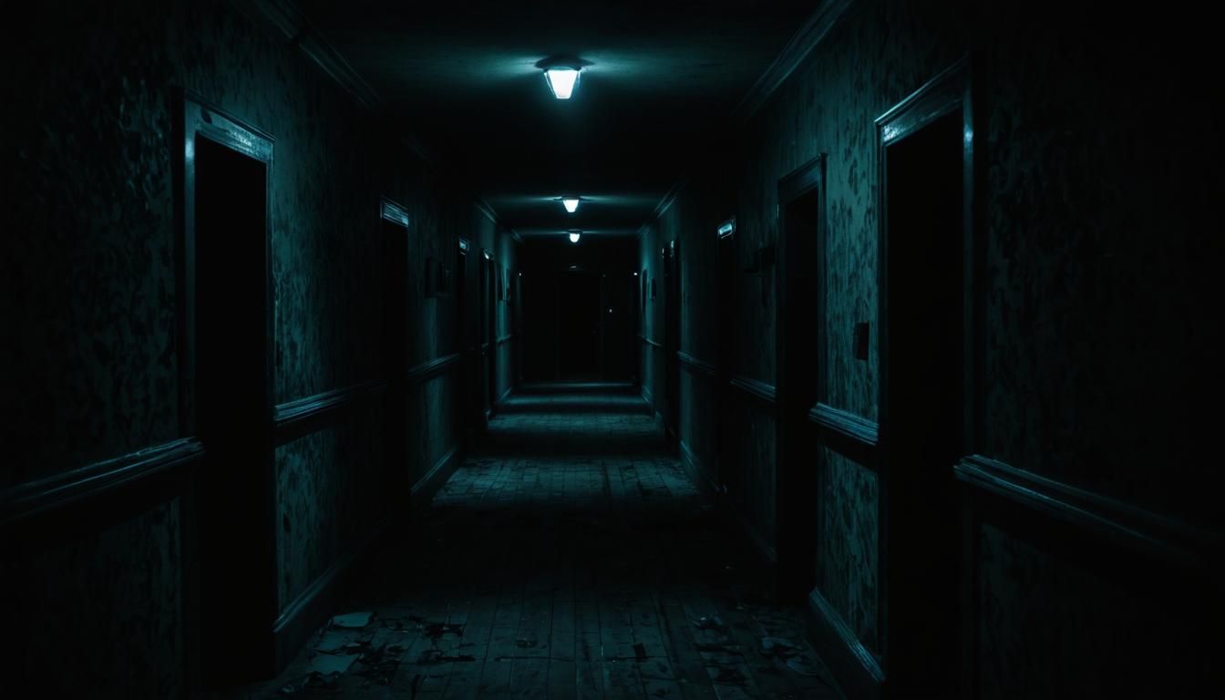 Endless Haunted Hallway: A Dark Fantasy Horror Scene