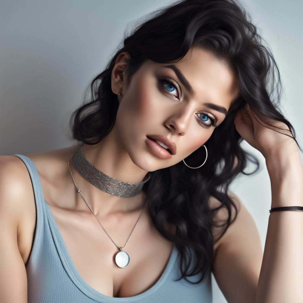 Hyperrealistic Close-Up of a Woman with Reading Glass