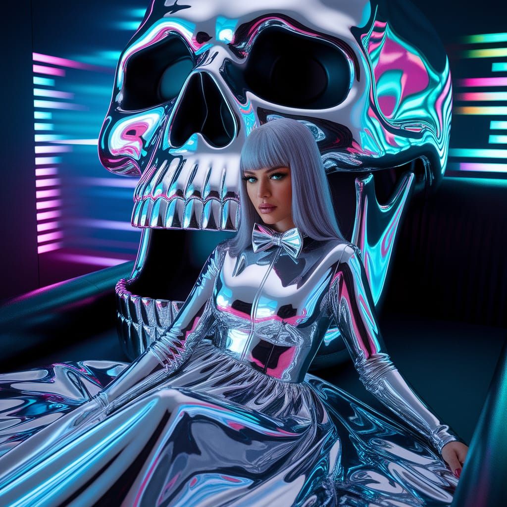 Sleek Chrome Aesthetic Dominates in Cyberpunk-Inspired Portr...