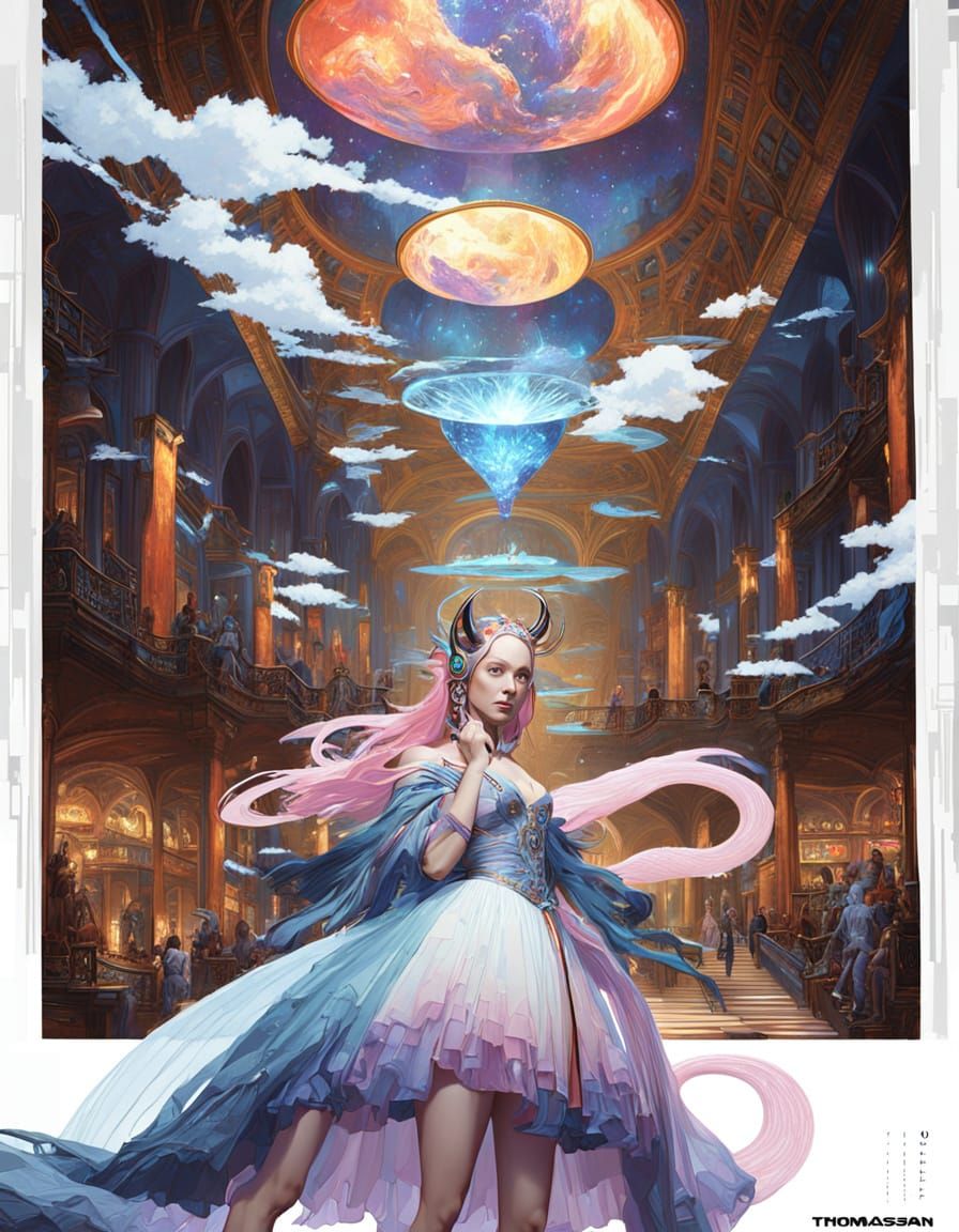 Ethereal Alien Goddess in Cosmic Dance Hall