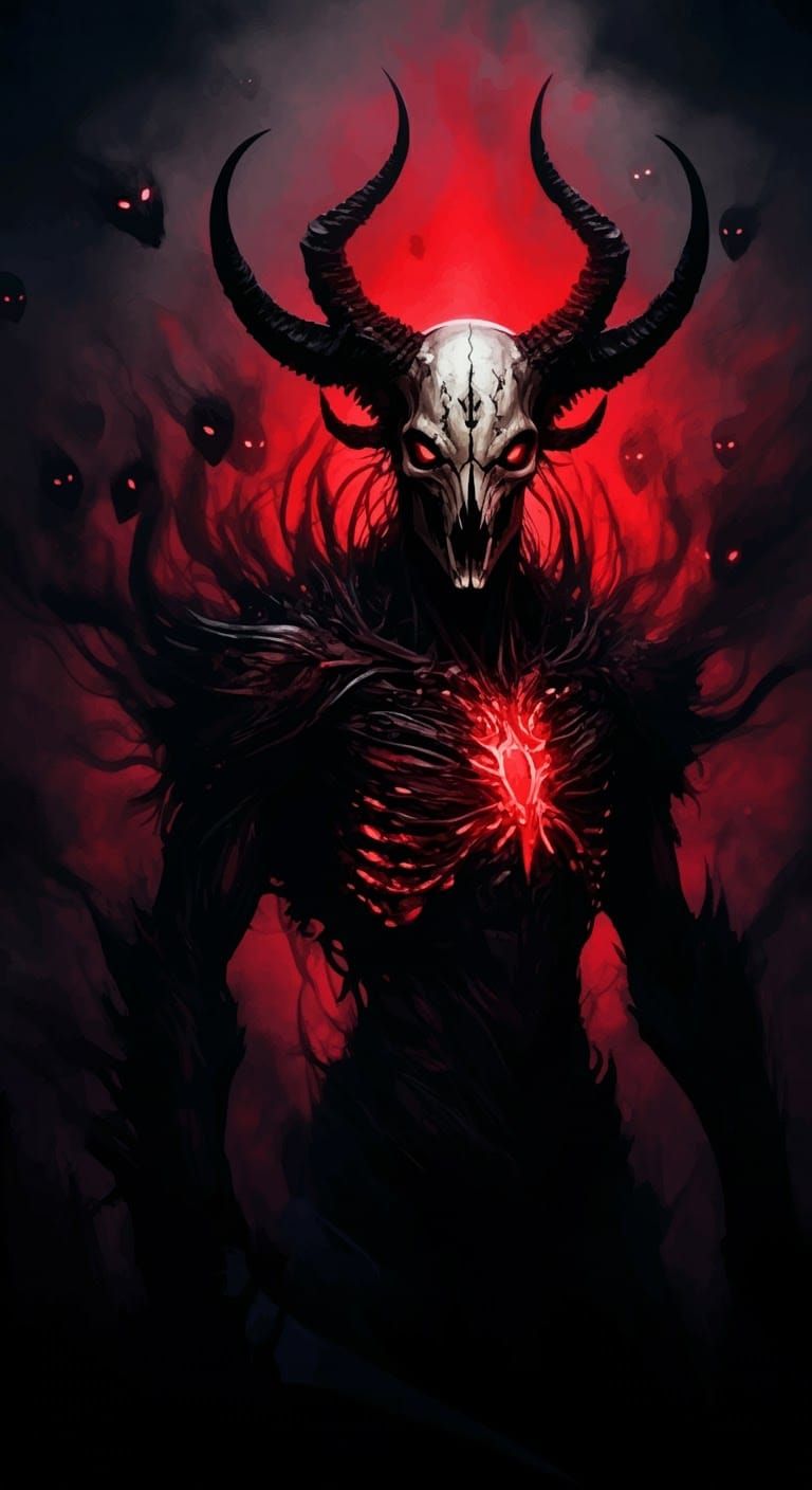 Foreboding Shadow Creature with Twisted Horns