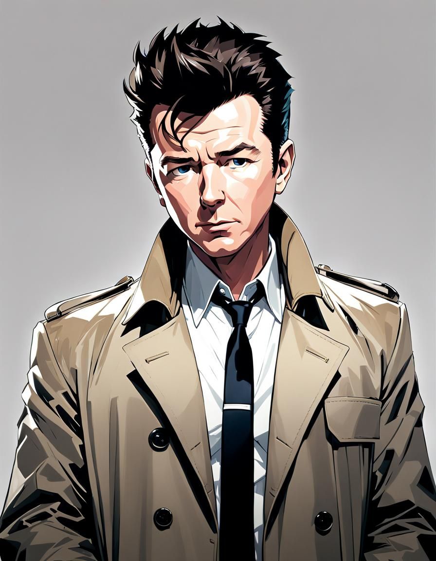 Anime Style Portrait of Singer in Trench Coat