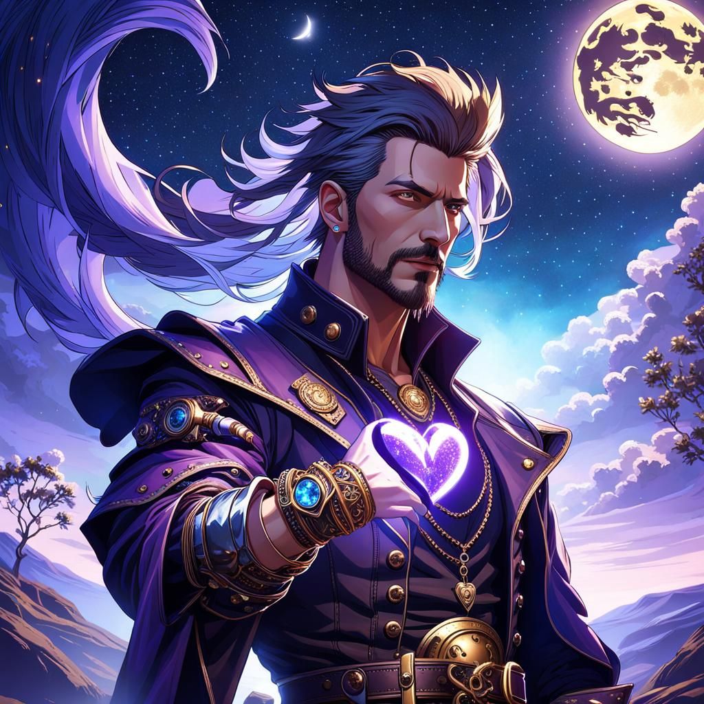 Steampunk Pirate Under Starry Night Sky