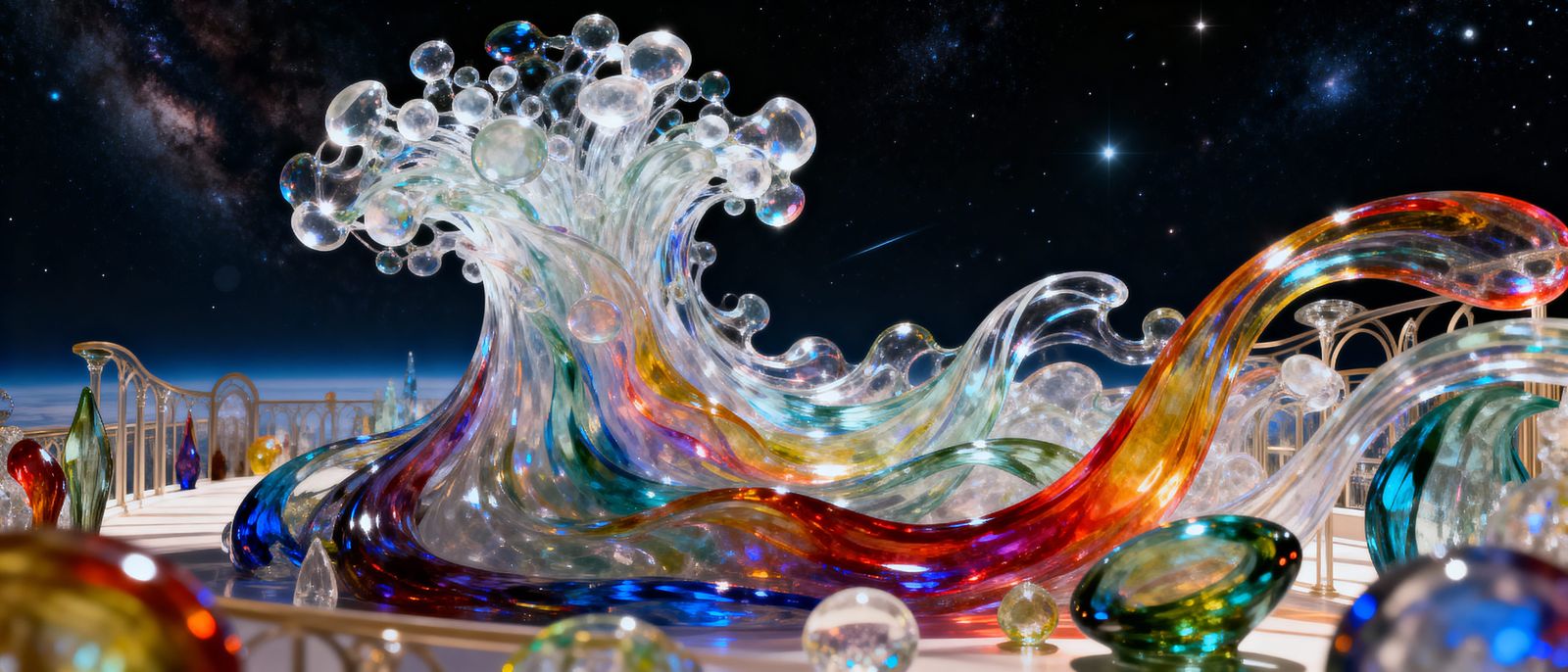 Cosmic Glass Nebula Art Piece