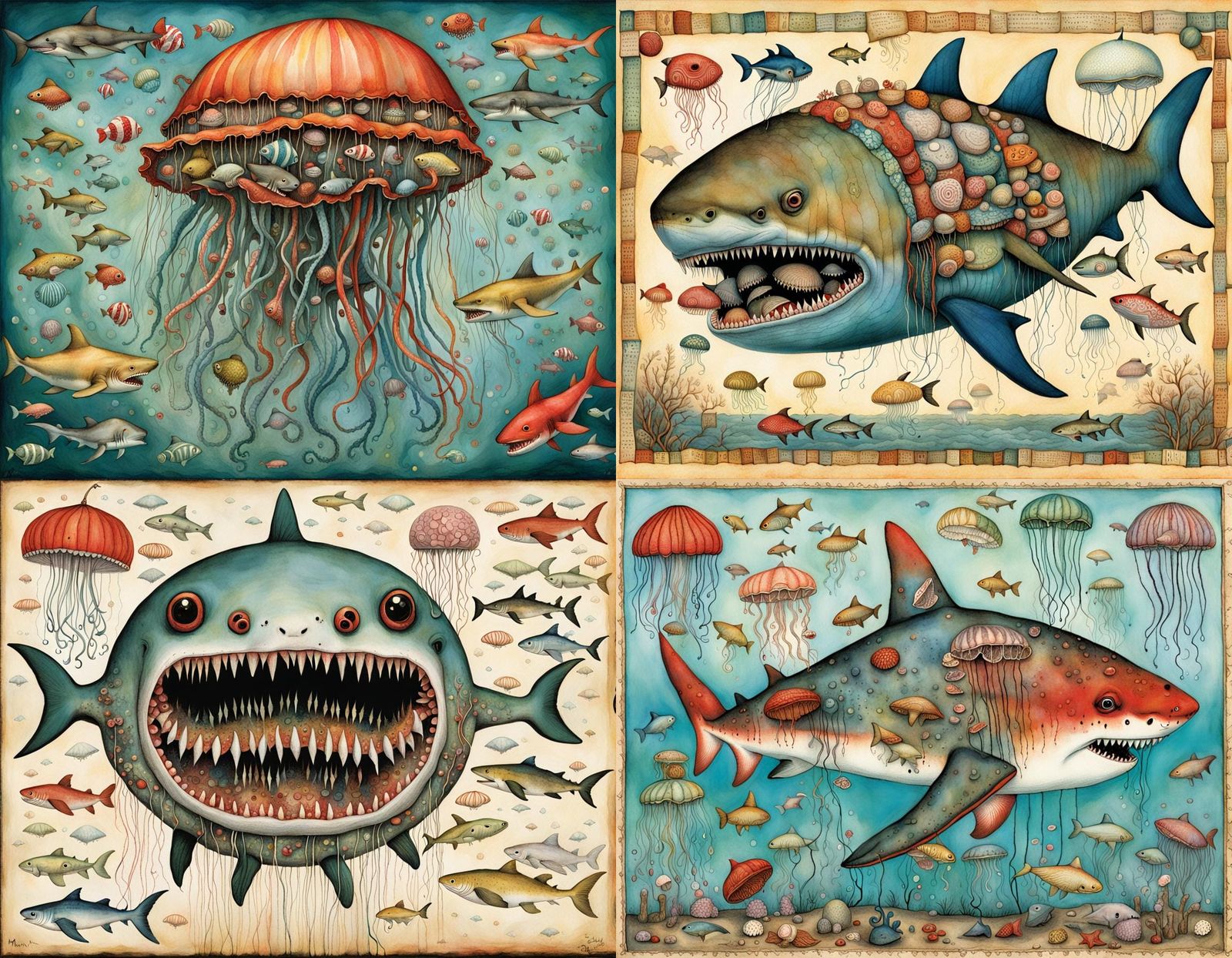 Horrific Hybrid Creature in Storybook Style