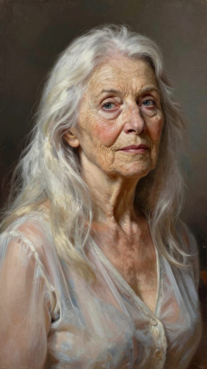 Hyperrealistic Oil Portrait of Elderly German Woman