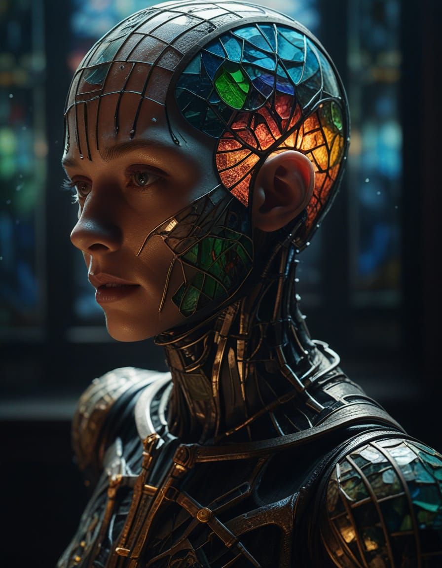 Stained Glass Humanoid Emitted Radiant Light Effects