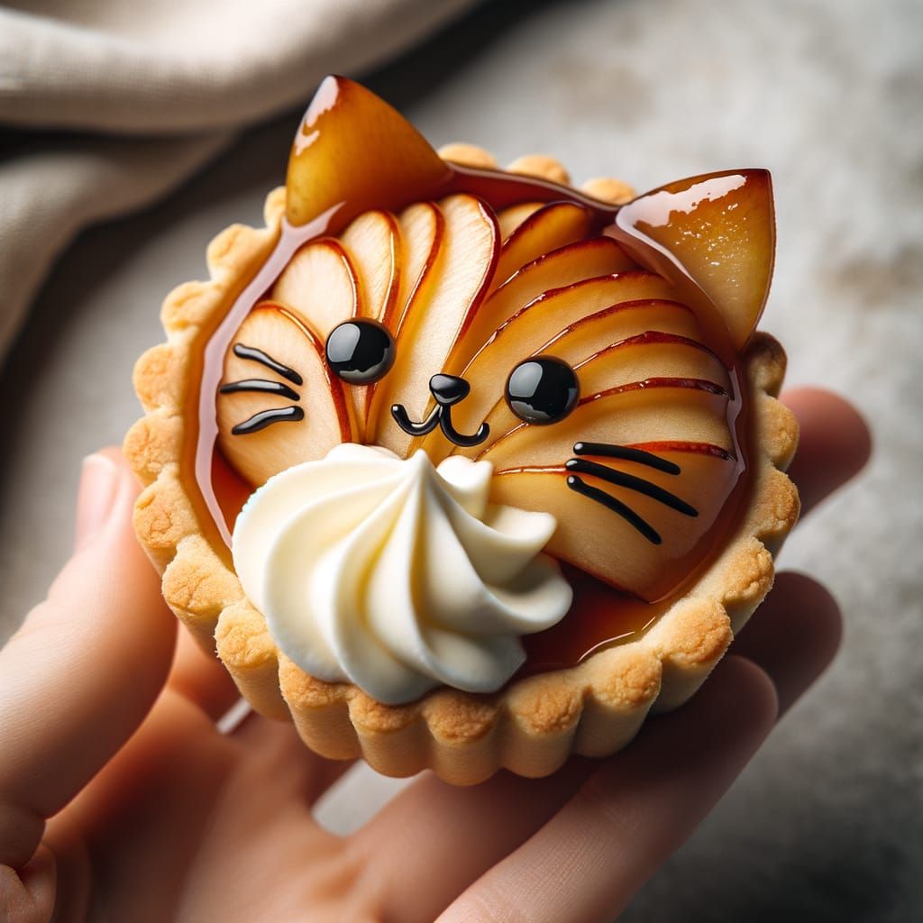 Apple Tart with Cat Face Design