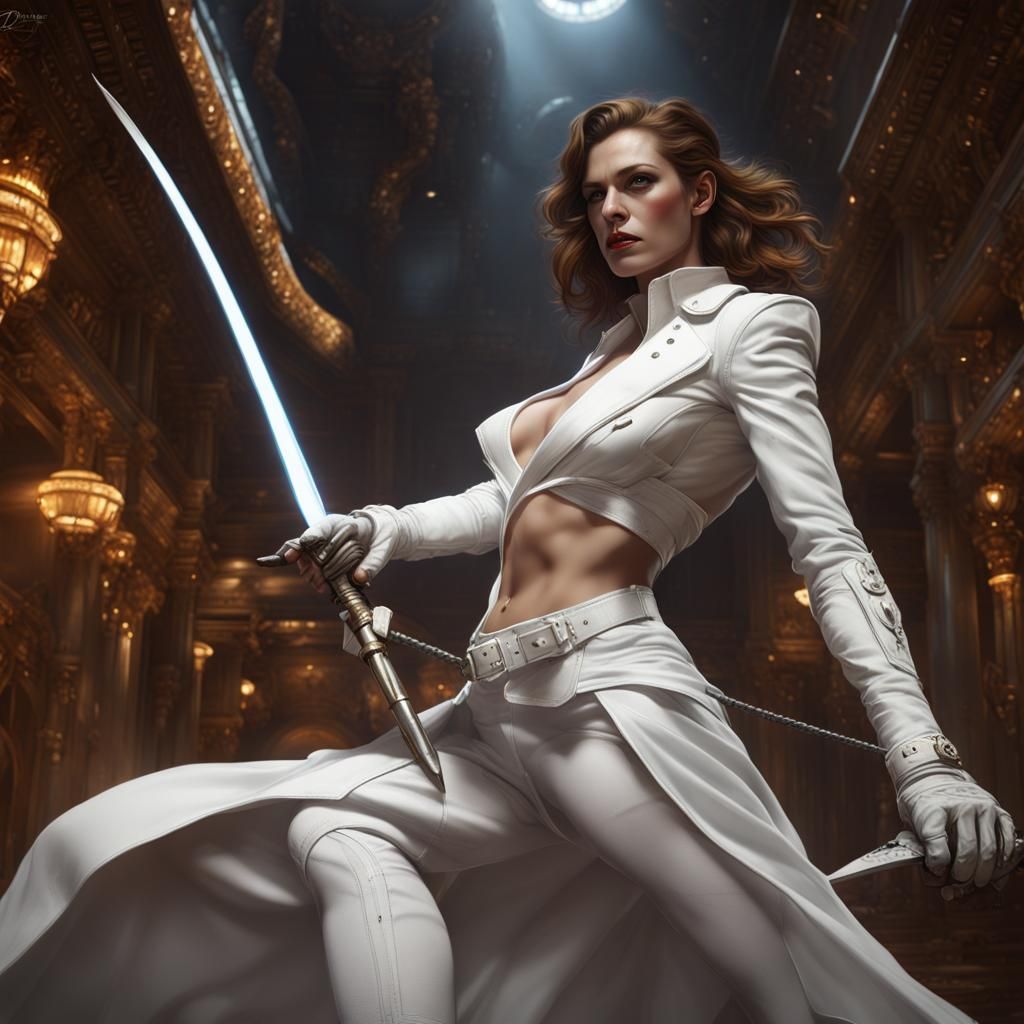 Woman with Lightsaber in Destroyed Las Vegas