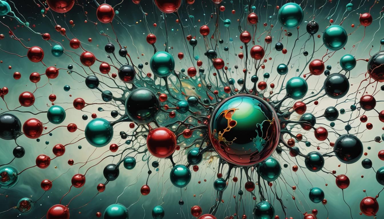 Surreal Internet Orbs Melting in Black Space as Digital Art