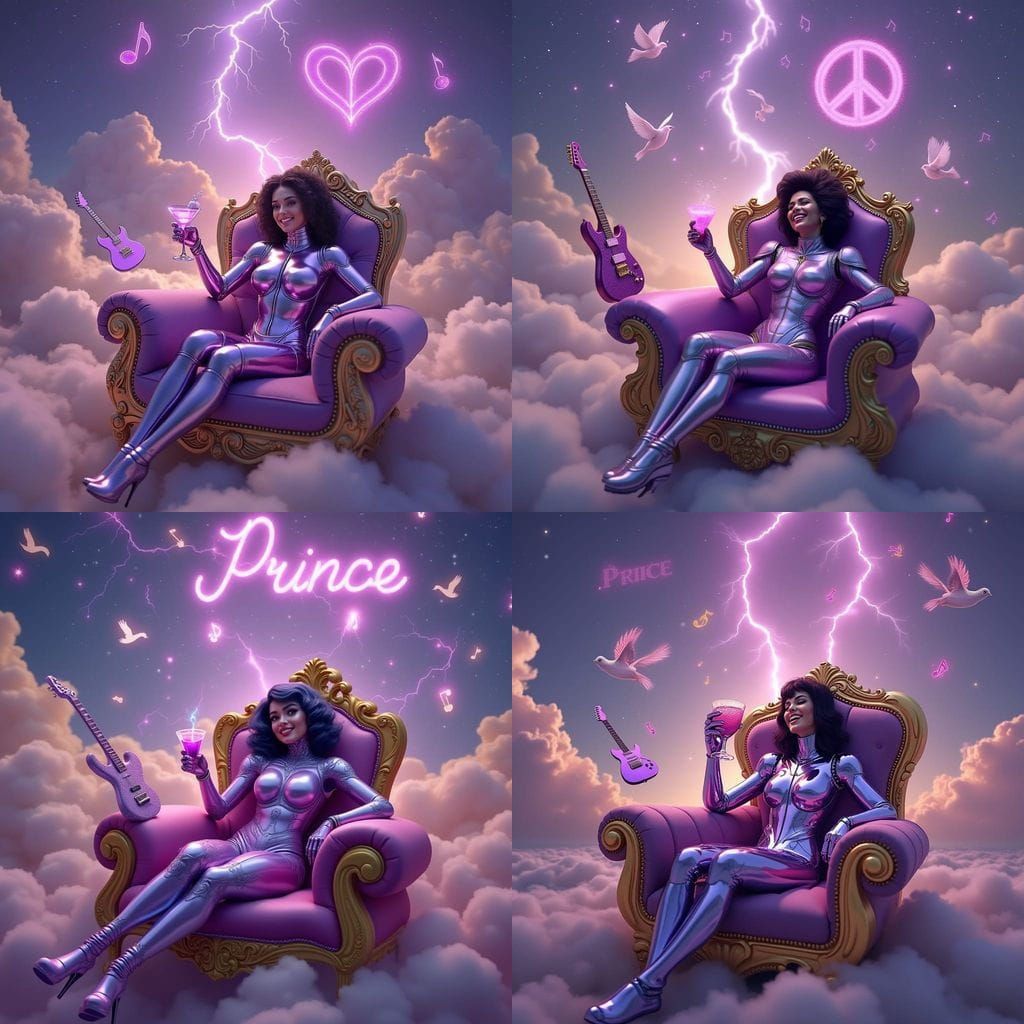 Dreamlike Robot Avatar in Heaven, Graffiti Art