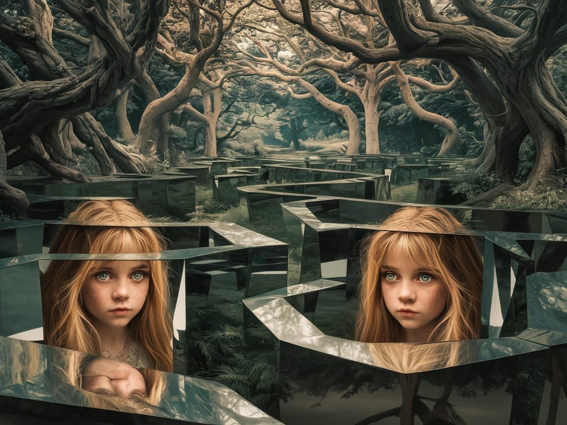 Enigmatic Girl in Ancient Forest Maze