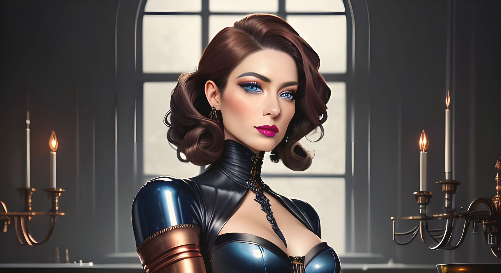 Steampunk Madame Scientist in Expressionist Realism Style