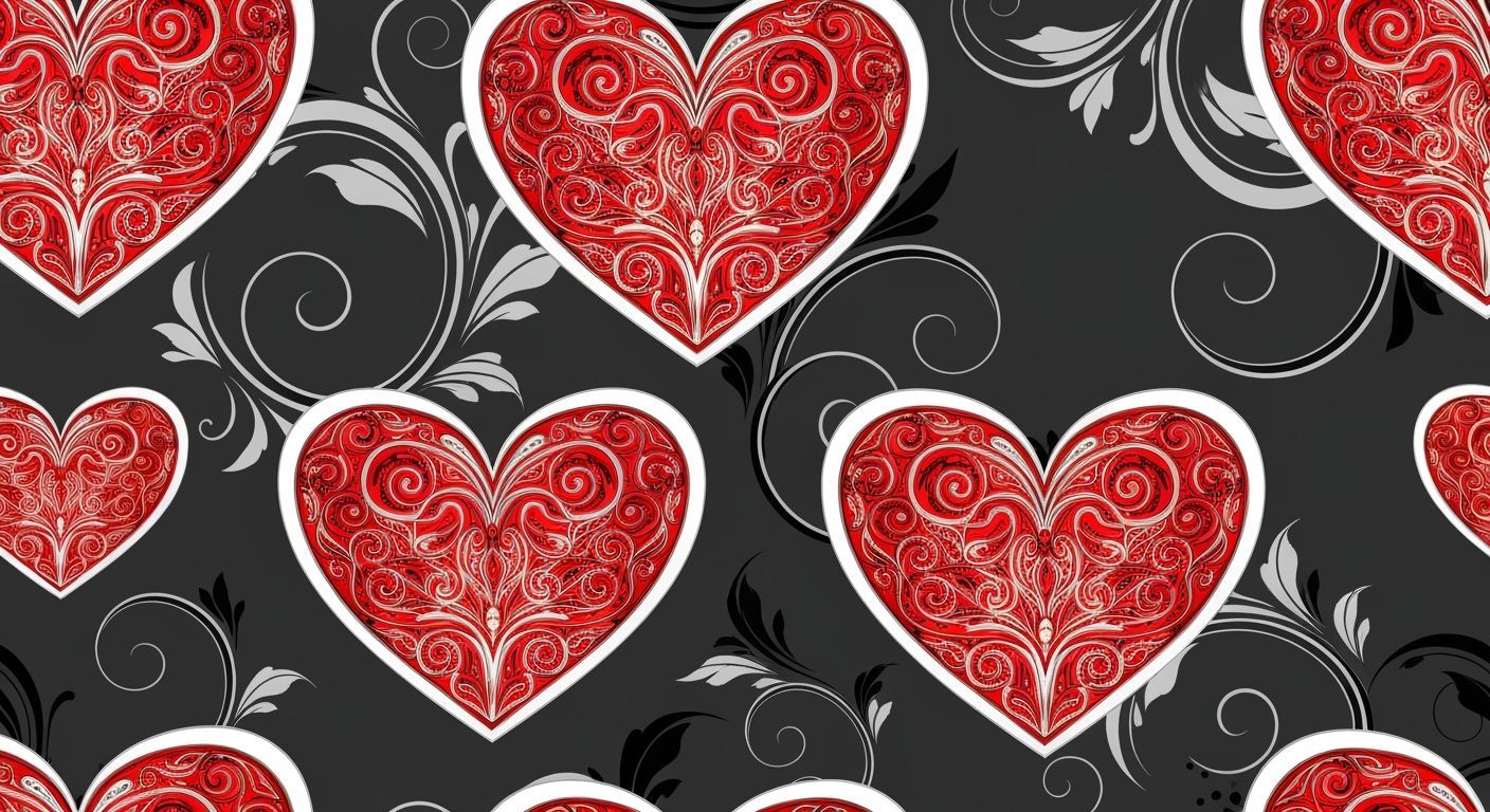 Elegant Victorian Hearts Pattern on Dark Gray Background