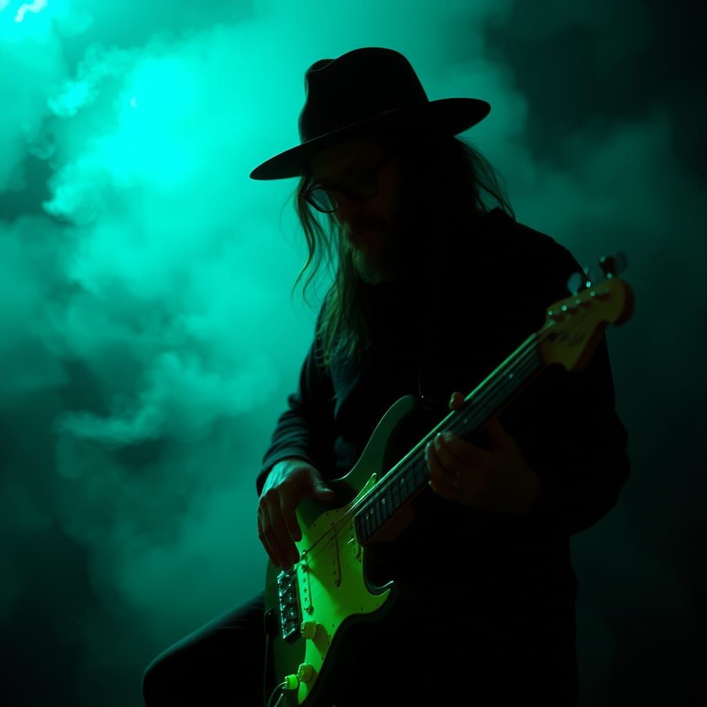 Ethereal Alcohol Ink Bass Guitar Sound Waves