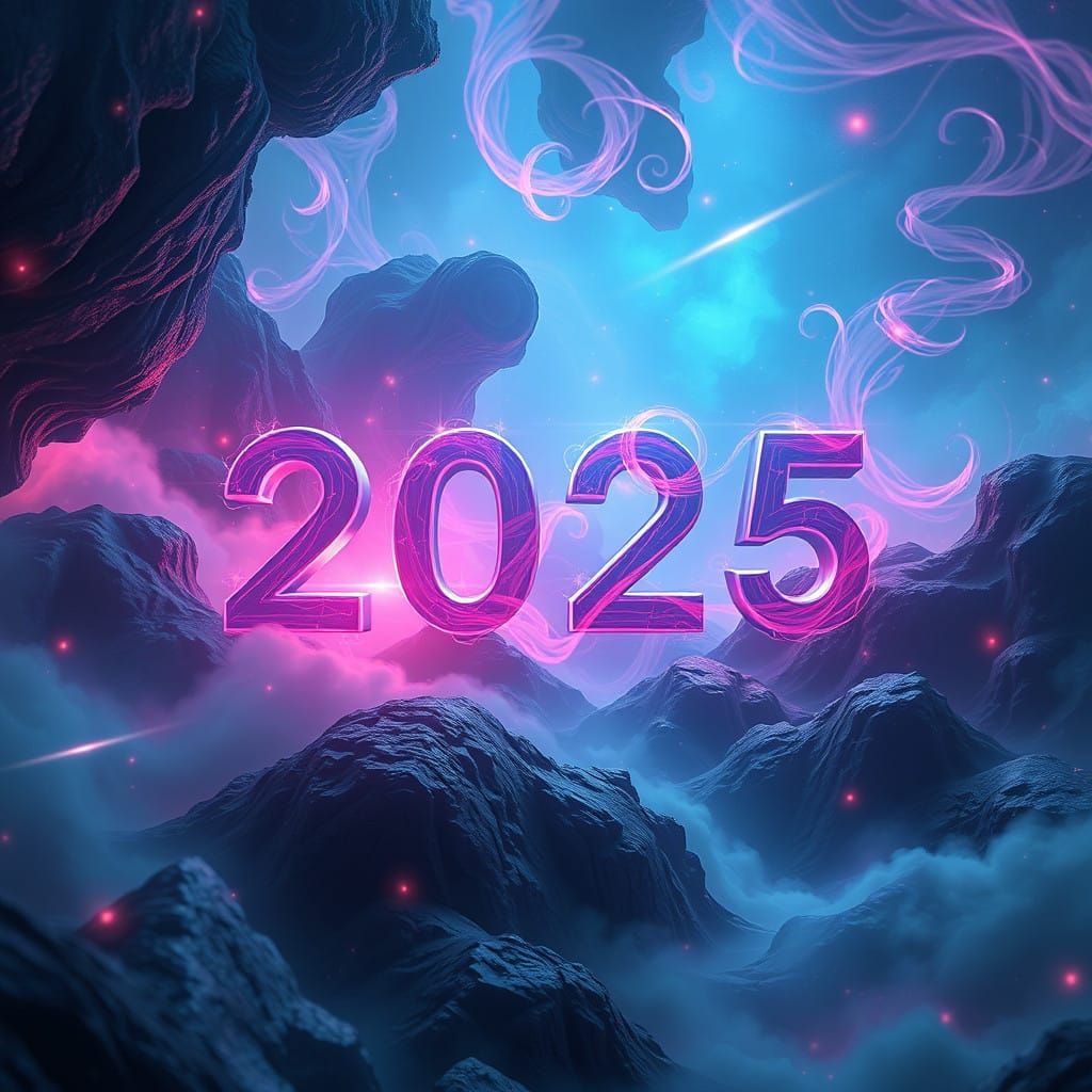 Surreal Countdown to 2025 in a Dreamlike Realm