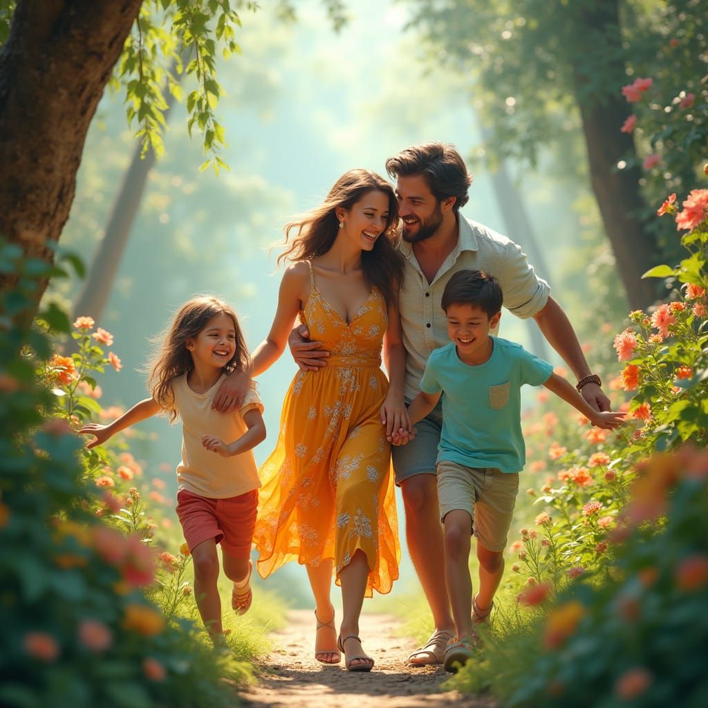 Whimsical Family Adventure in Vibrant Dreamscape