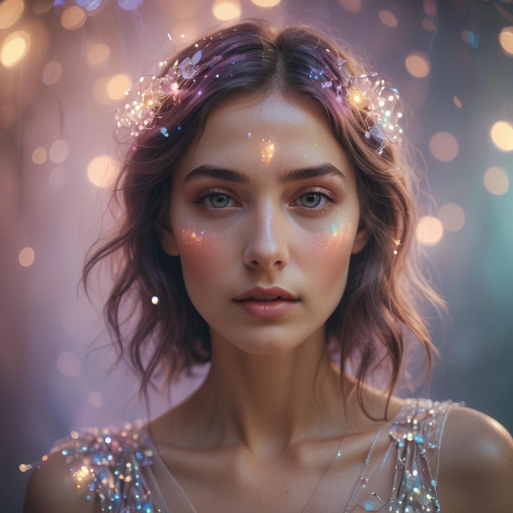 Luminous Woman's Portrait in Soft Glow Surrealism