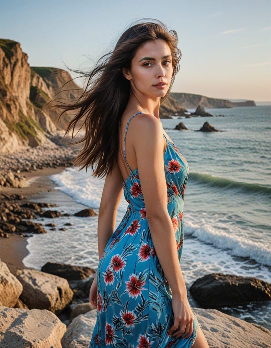 Confident Romanian Woman at the Seaside
