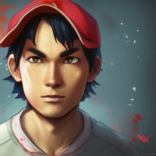 Ash Ketchum Portrait in Artstation Style