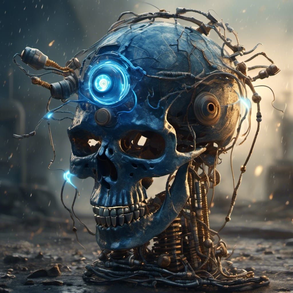 Cyberpunk Icon of Power in a Barren Apocalypse