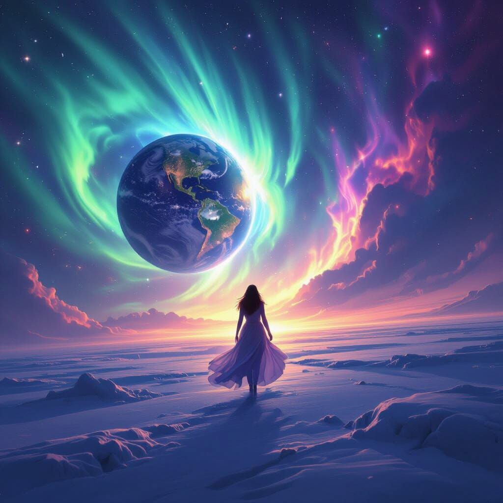 Cosmic Entity Zizi Encounters Earth's Luminous Magnetosphere