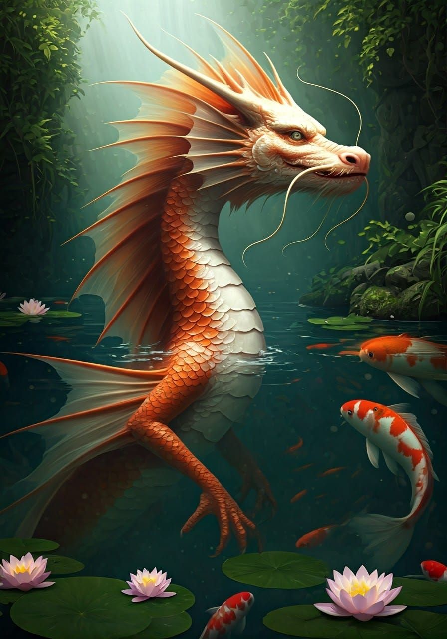 Chinese Dragon with Fins in Hyperrealistic Style