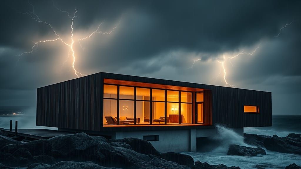 Sleek Nordic Retreat Stands Firm Against Turbulent Coastal S...