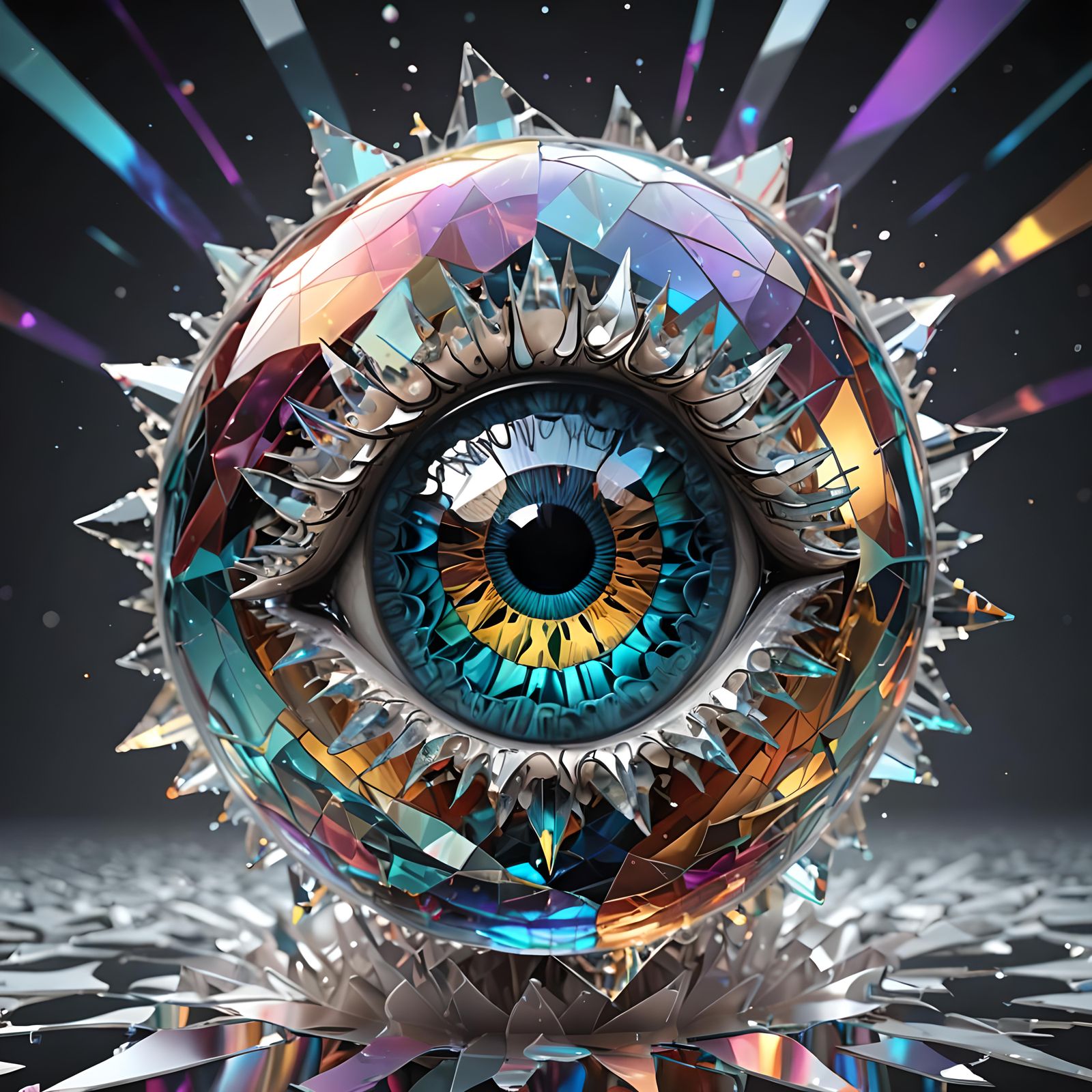 Shattered Crystal Eyeball Holographic Illustration