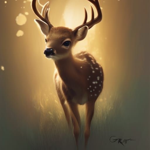 Adorable Baby Deer Portrait in Hyperdetailed Style