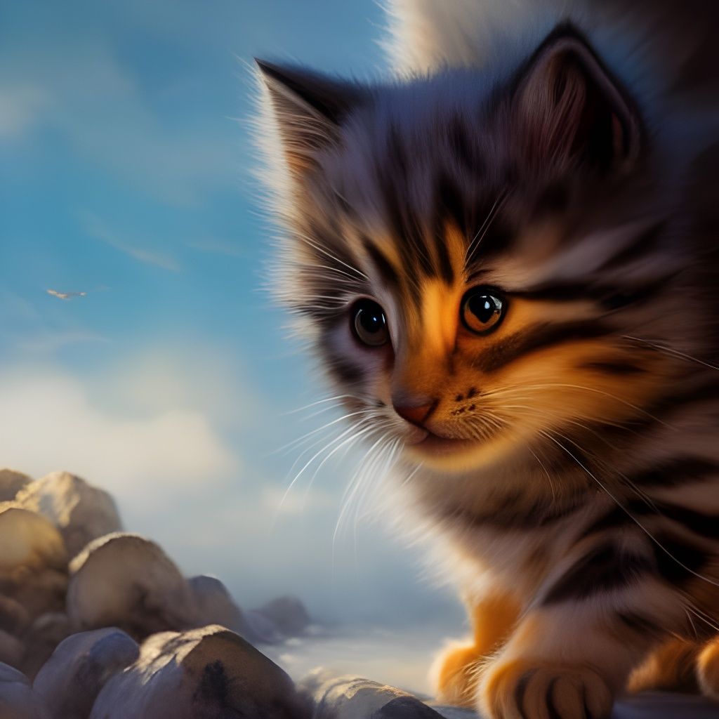 Adorable Kitten and Dragon Watercolor Art