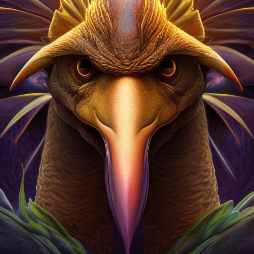 Symmetrical Dodo Portrait in Detailed Matte Painting