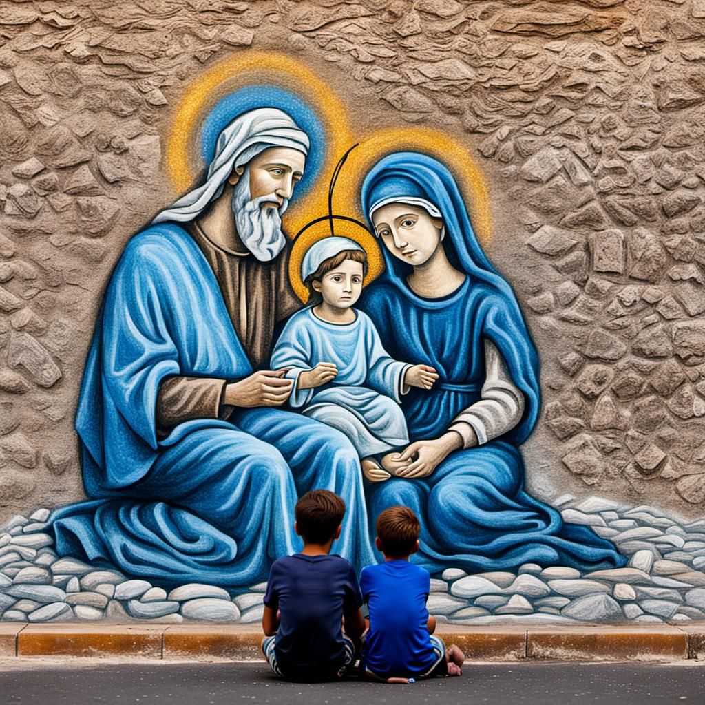 Chalk art of Holy Family at Nazareth