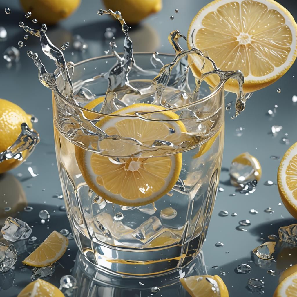 Lemon Juice Splash in 3D Anime Art Style