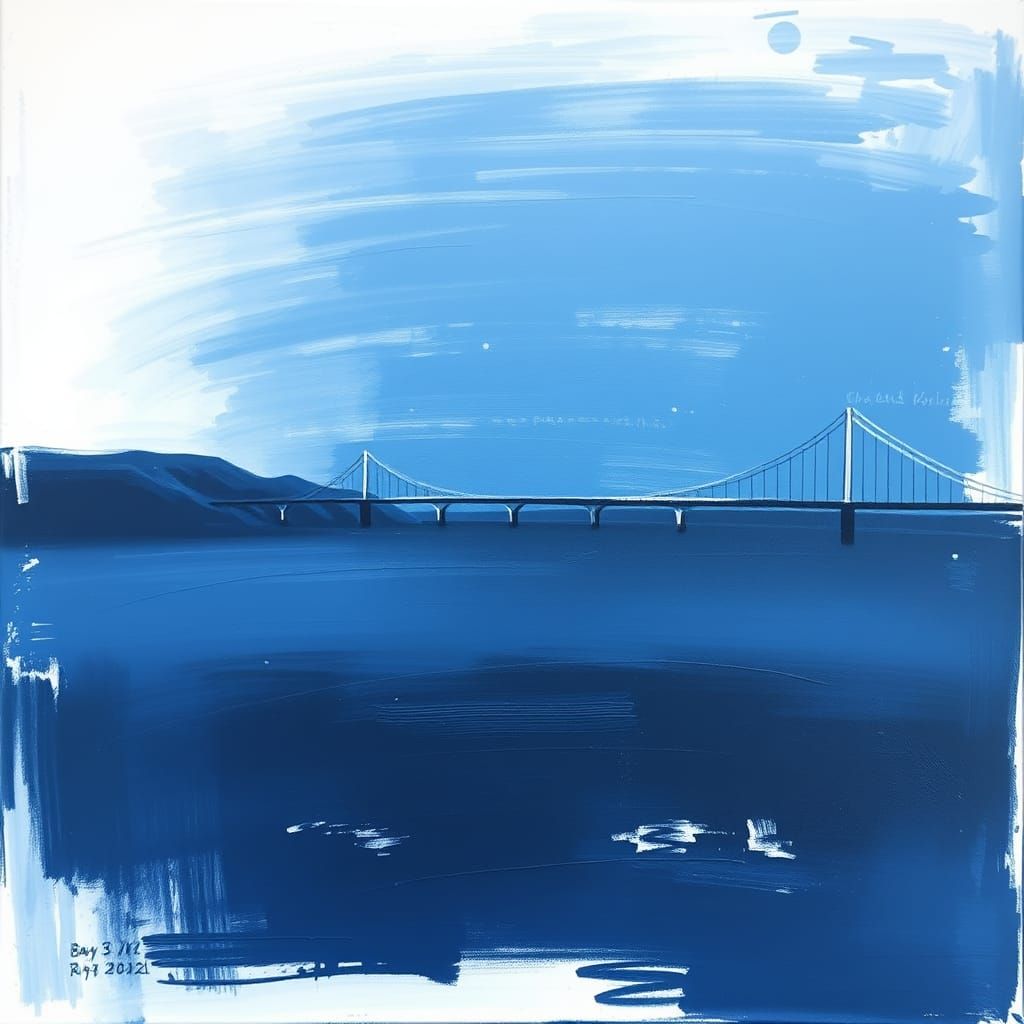 Minimalist Bay Landscape with Bridge