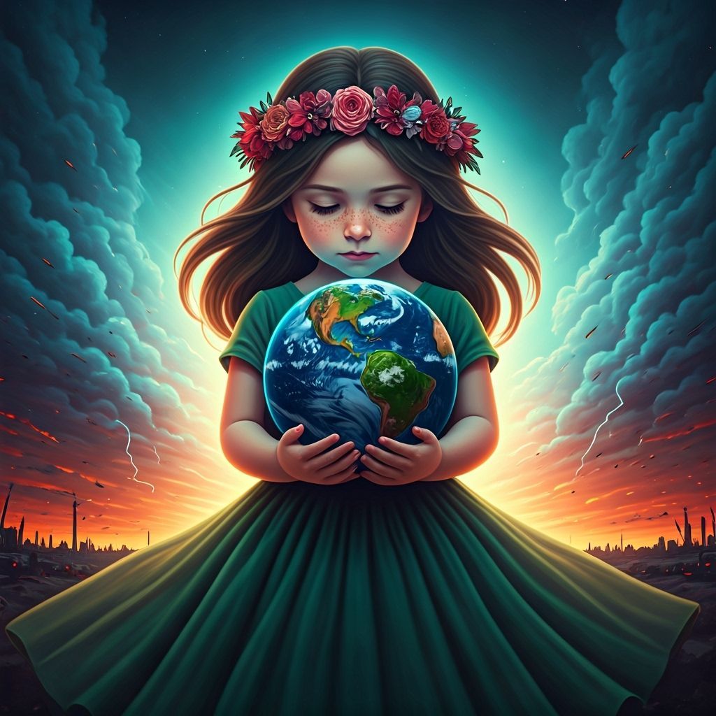 Girl Protects Earth in Miyazaki-Inspired Style